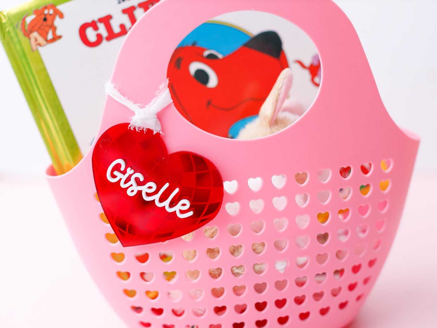 Valentines Day name tag Personalized Disco heart name tag Valentines Day gift for kids Disco heart keychain