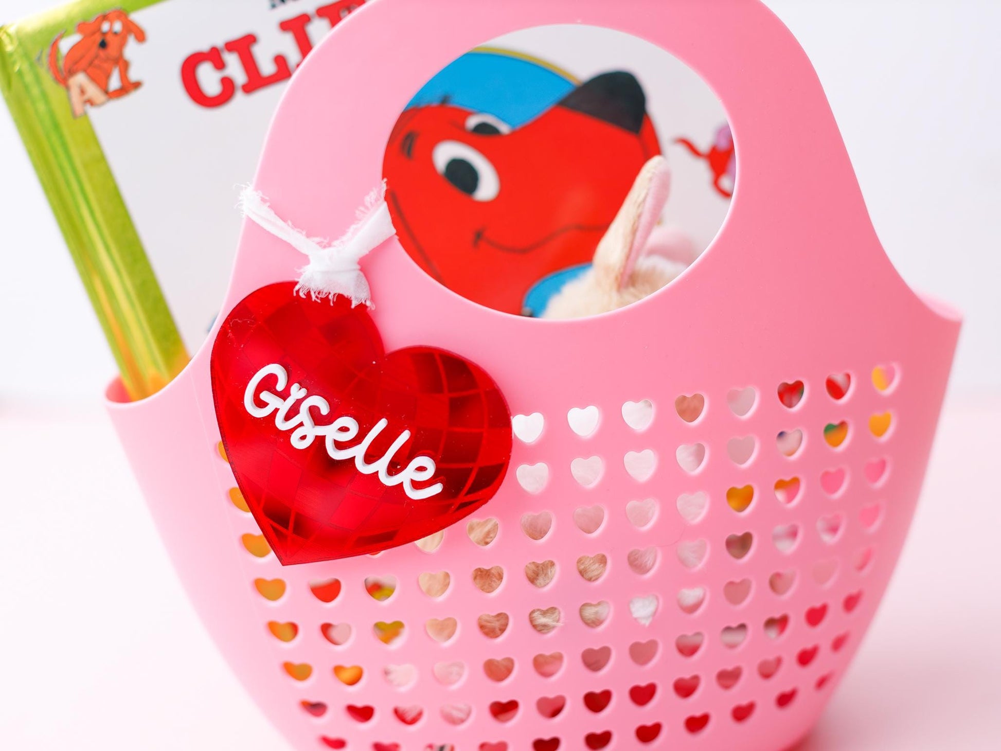 Valentines Day name tag Personalized Disco heart name tag Valentines Day gift for kids Disco heart keychain