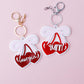 Coquette Cherry Bow Acrylic Backpack Tag Personalized heart shape cherries Keychain