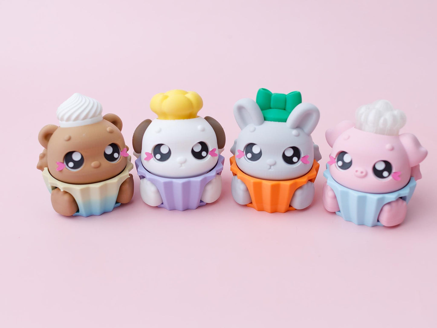 3D printed fidget clickers Sensory desk toy Flexi animal cupcake