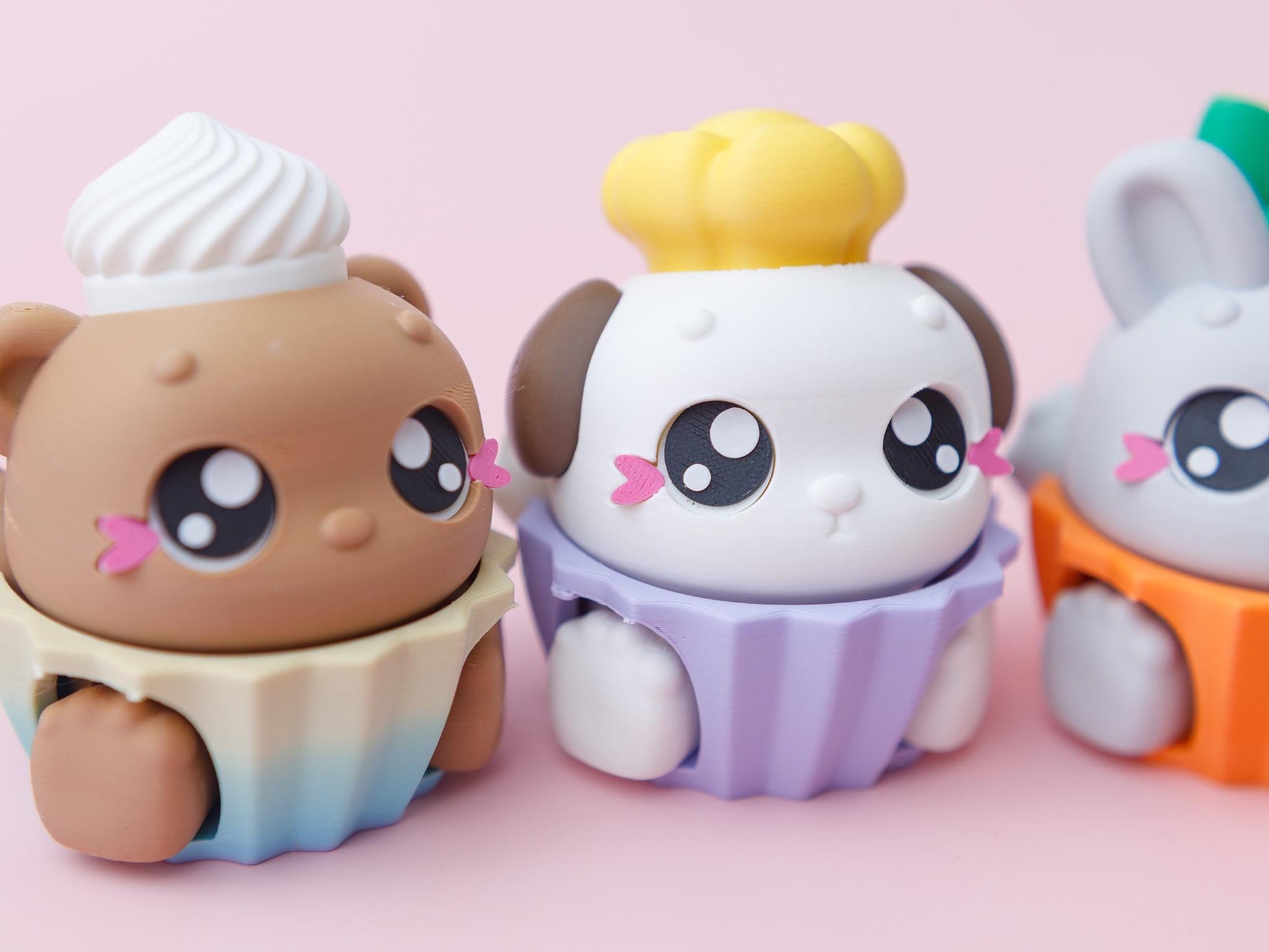 3D printed fidget clickers Sensory desk toy Flexi animal cupcake