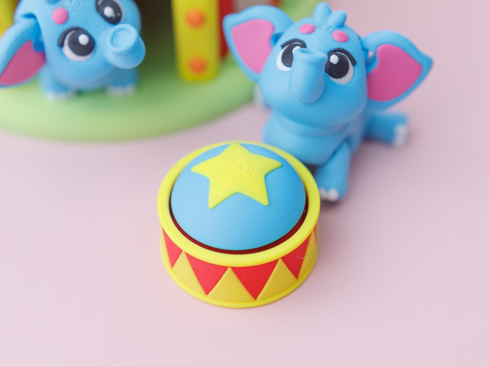 Elephant Fidget toy Circus Display 3D printed drum fidget clicker
