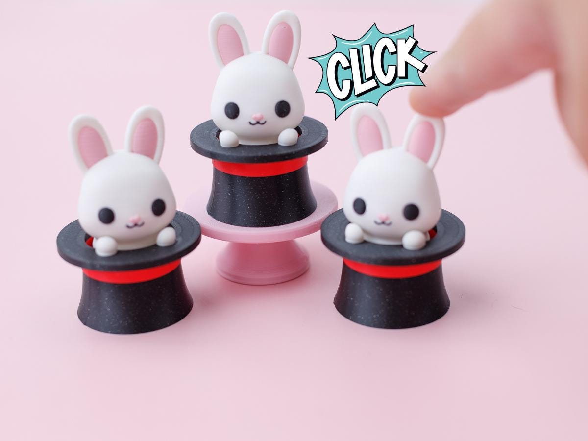 Bunny magic hat fidget clicker 3D printed cute fidget clicker