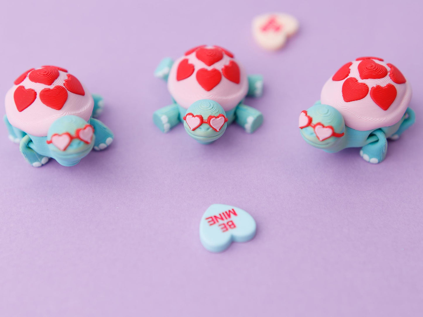 3D printed Valentine Turtle flexi animal