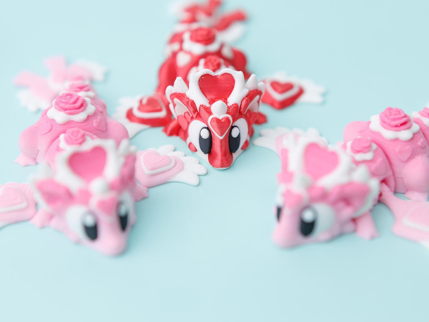 3D printed Heart seeker dragon flexi animal