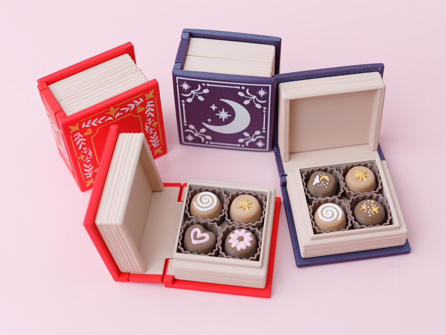 Chocolate book boxes fidget clickers 3D printed Valentines Day fidget clicker toy