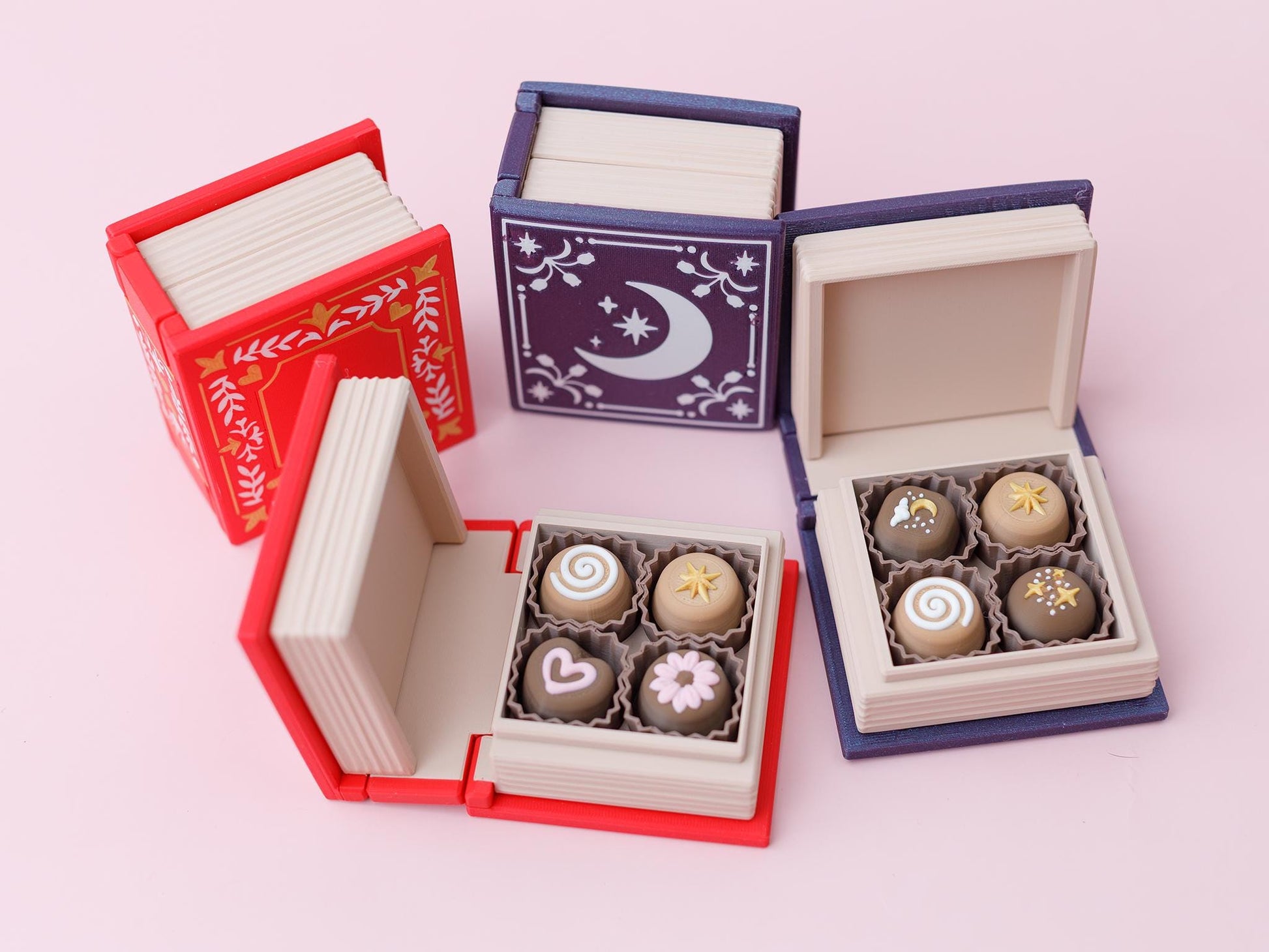 Chocolate book boxes fidget clickers 3D printed Valentines Day fidget clicker toy