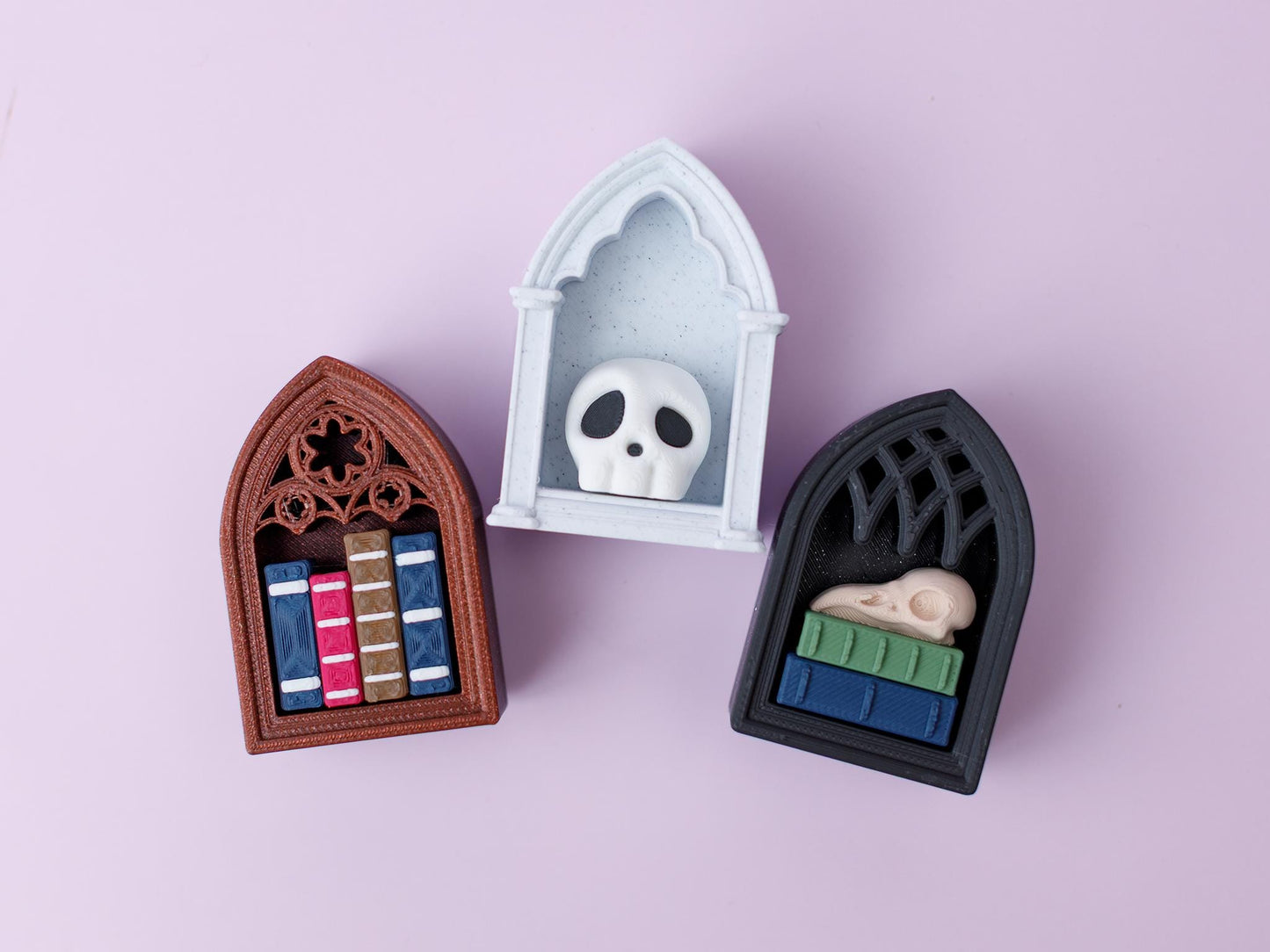 Gothic bookshelf Fidget Clicker Toy 3D printed fidget clicker