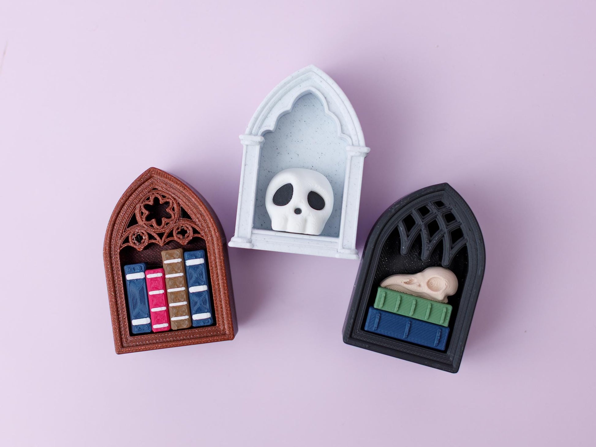 Gothic bookshelf Fidget Clicker Toy 3D printed fidget clicker