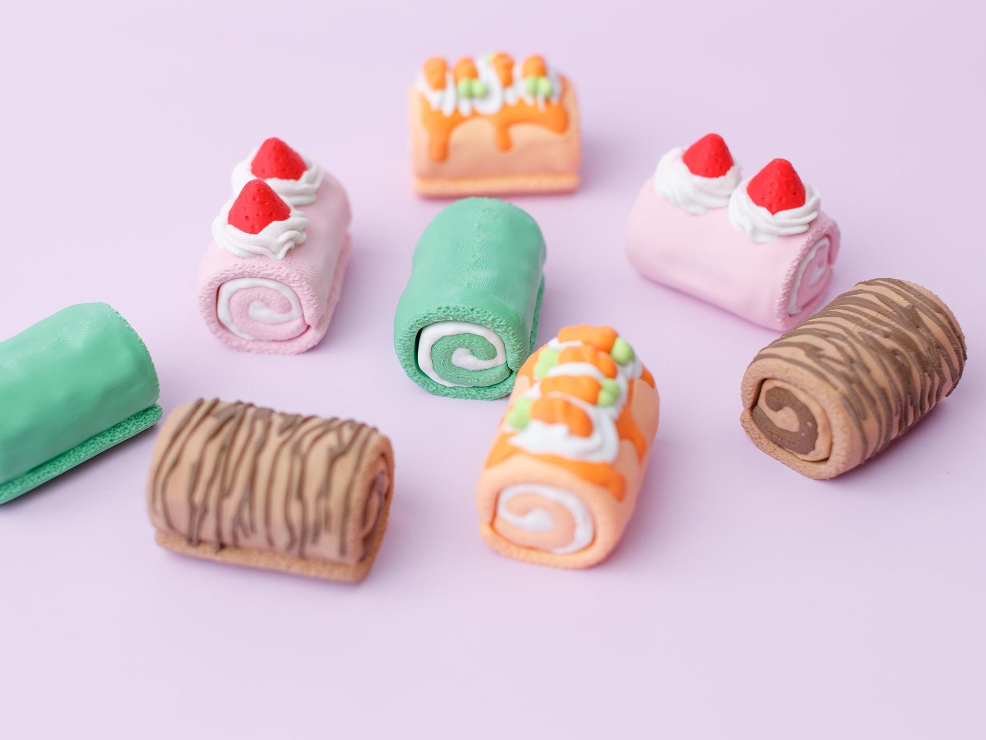 Cute cake roll Fidget clicker toy Trendy 3D printed Cute fidget clicker