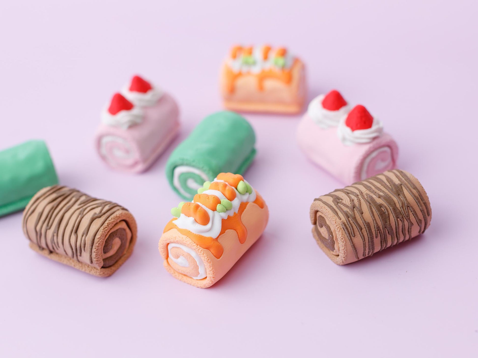 Cute cake roll Fidget clicker toy Trendy 3D printed Cute fidget clicker