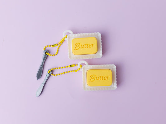 Butter Fidget Clicker with knife charm 3D printed fidgets