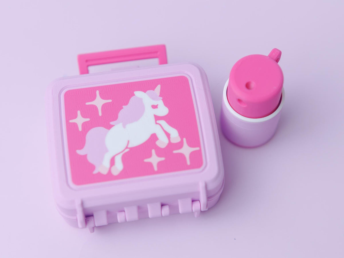 Retro Lunch box Fidget Clickers with small thermos keychain