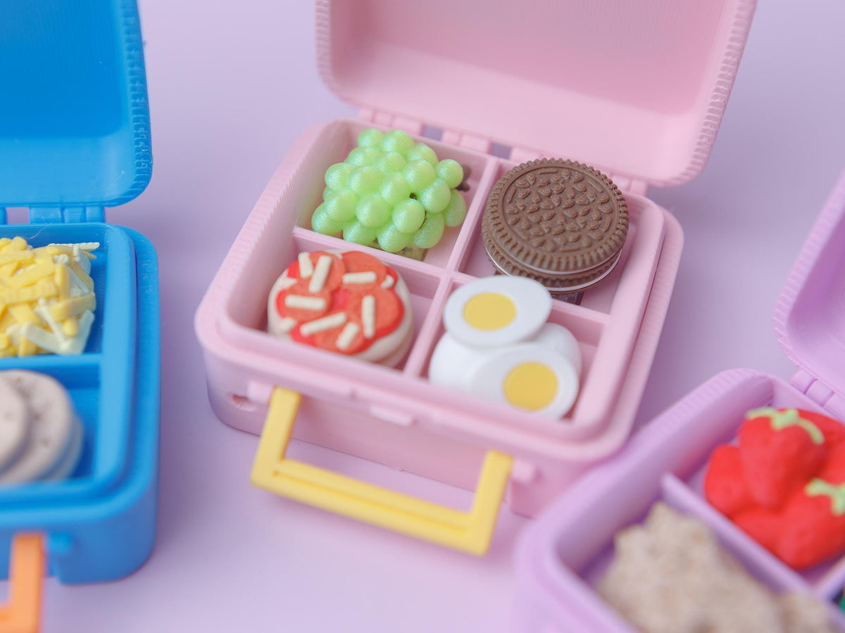 Retro Lunch box Fidget Clickers with small thermos keychain