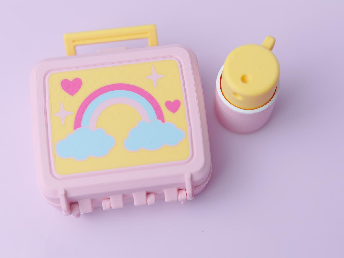 Retro Lunch box Fidget Clickers with small thermos keychain