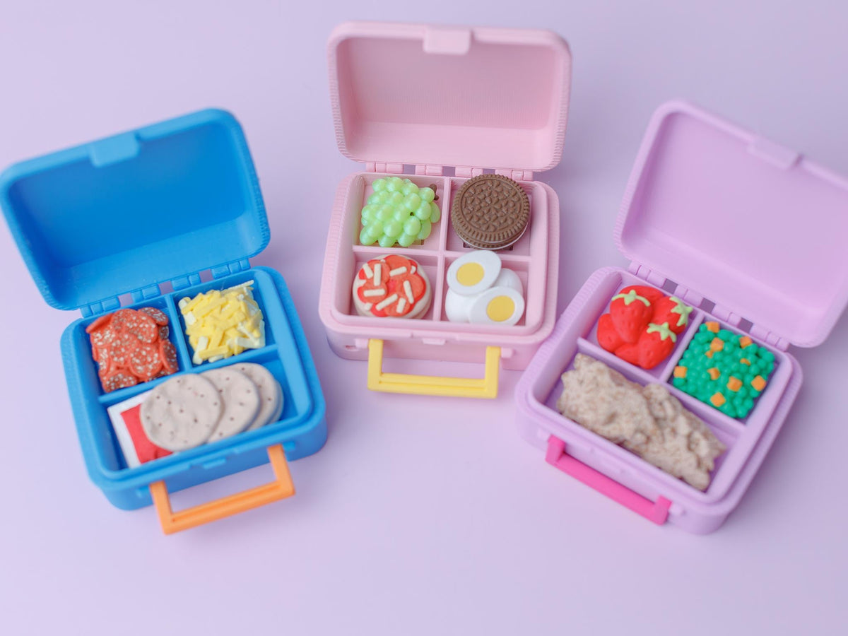 Retro Lunch box Fidget Clickers with small thermos keychain