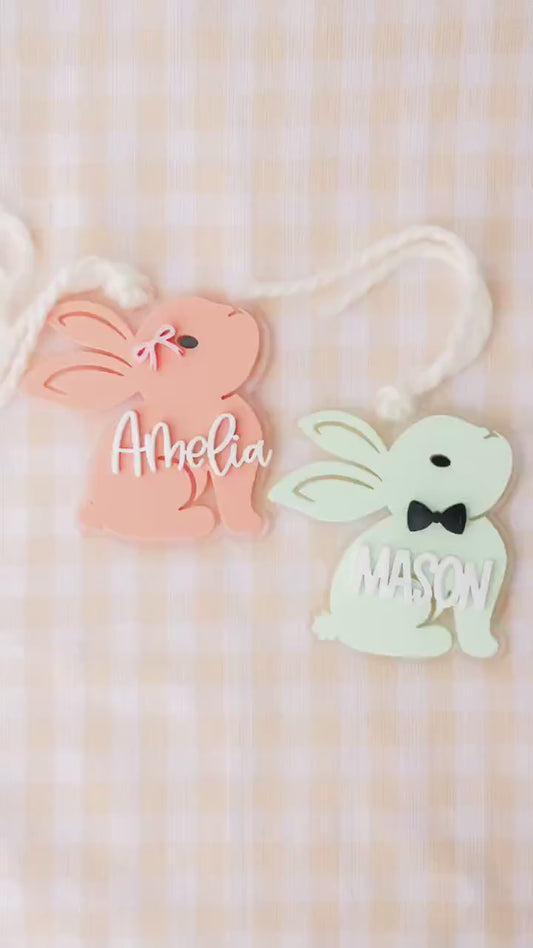 Personalized Easter Basket Bunny Name Tag for Girls and Boys Custom Easter Bunny Name tag and Decorations for Kids