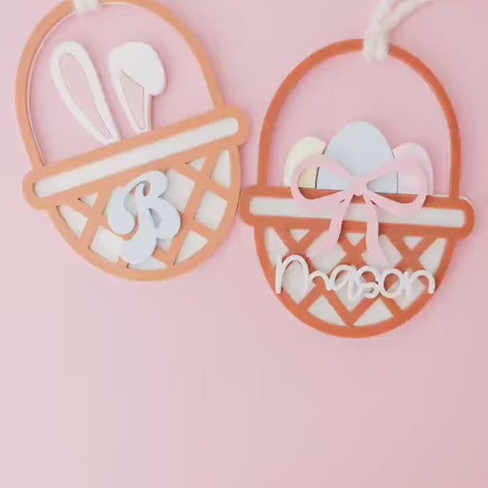 Personalized Easter Basket Bunny and Egg Name Tag for Girls and Boys Custom Pastel Easter Name tag and Decorations for Kids