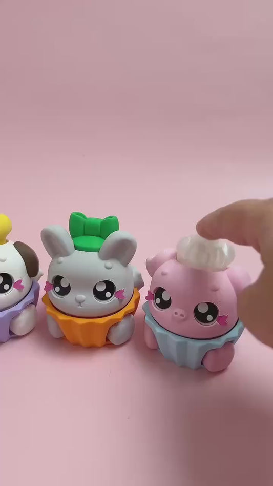 3D printed fidget clickers Sensory desk toy Flexi animal cupcake