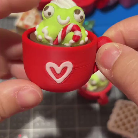 Christmas 3D printed fidget clicker Frog hot cocoa fidget clicker Ginger bread house fidget clicker