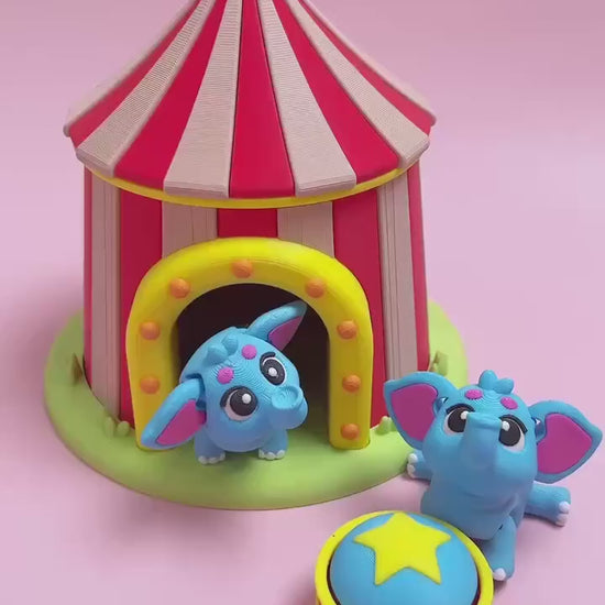 Elephant Fidget toy Circus Display 3D printed drum fidget clicker