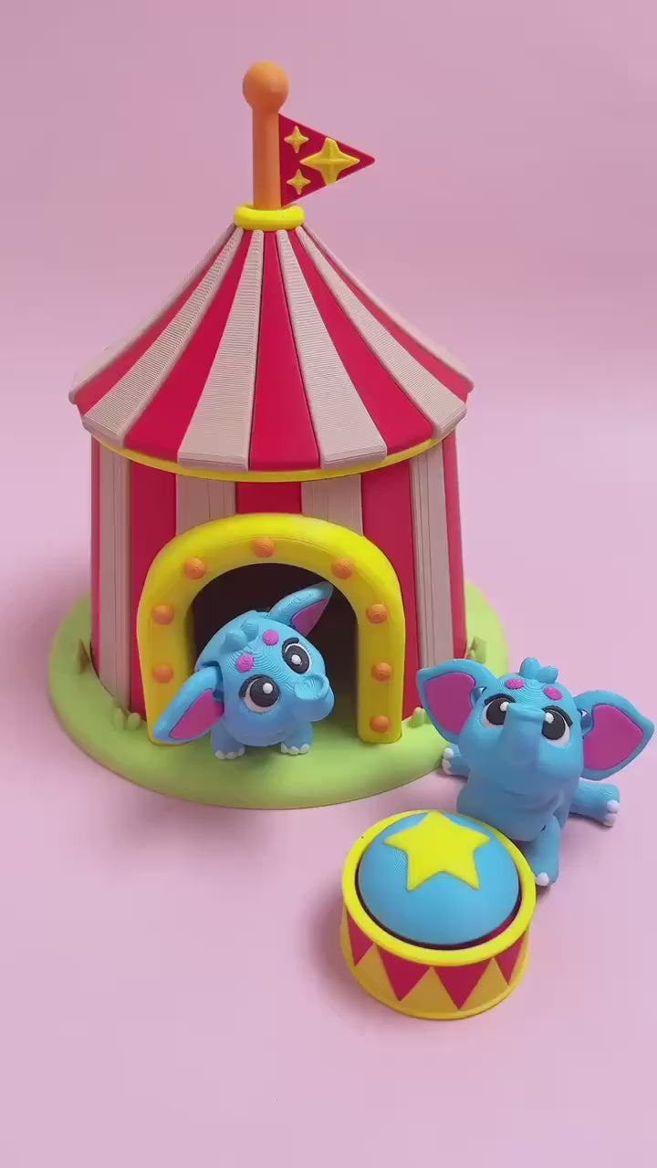Elephant Fidget toy Circus Display 3D printed drum fidget clicker