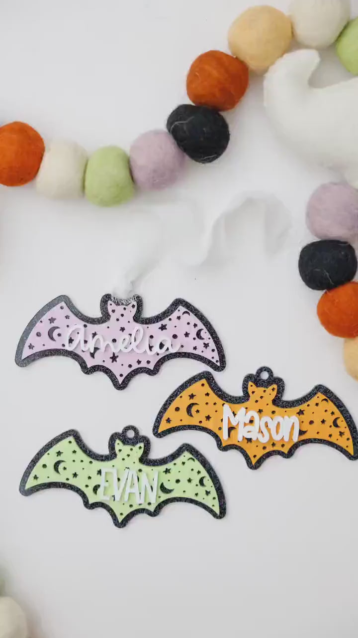 Personalized Cute Bat Boo Basket tag Custom Halloween tag Boo Basket Name Tag Personalized Name Tag Cute Bat tag Halloween 2025