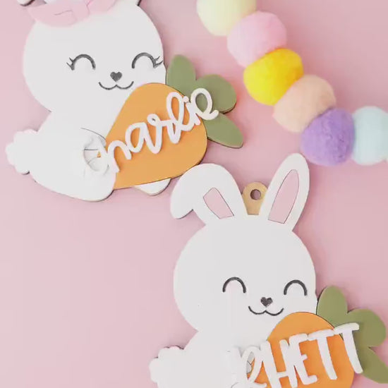 Easter Basket Name Tag Personalized Easter Basket Name Tag for Kids Easter Bunny Carrot Name Tag