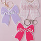 Scallop bow backpack name tag Bow backpack keychain Personalized keychain Gift for kids Custom bow keychain Personalized acrylic keychain